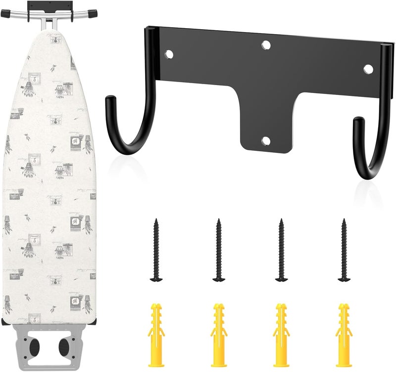 ORLESS Ironing Board Holder Wall Mount, Ironing Board Hanger, Iron Board Holder, Small Y or T Leg Iron Board Hook Wall Mount for Laundry Rooms, 6 Inch(Black) - Image 1